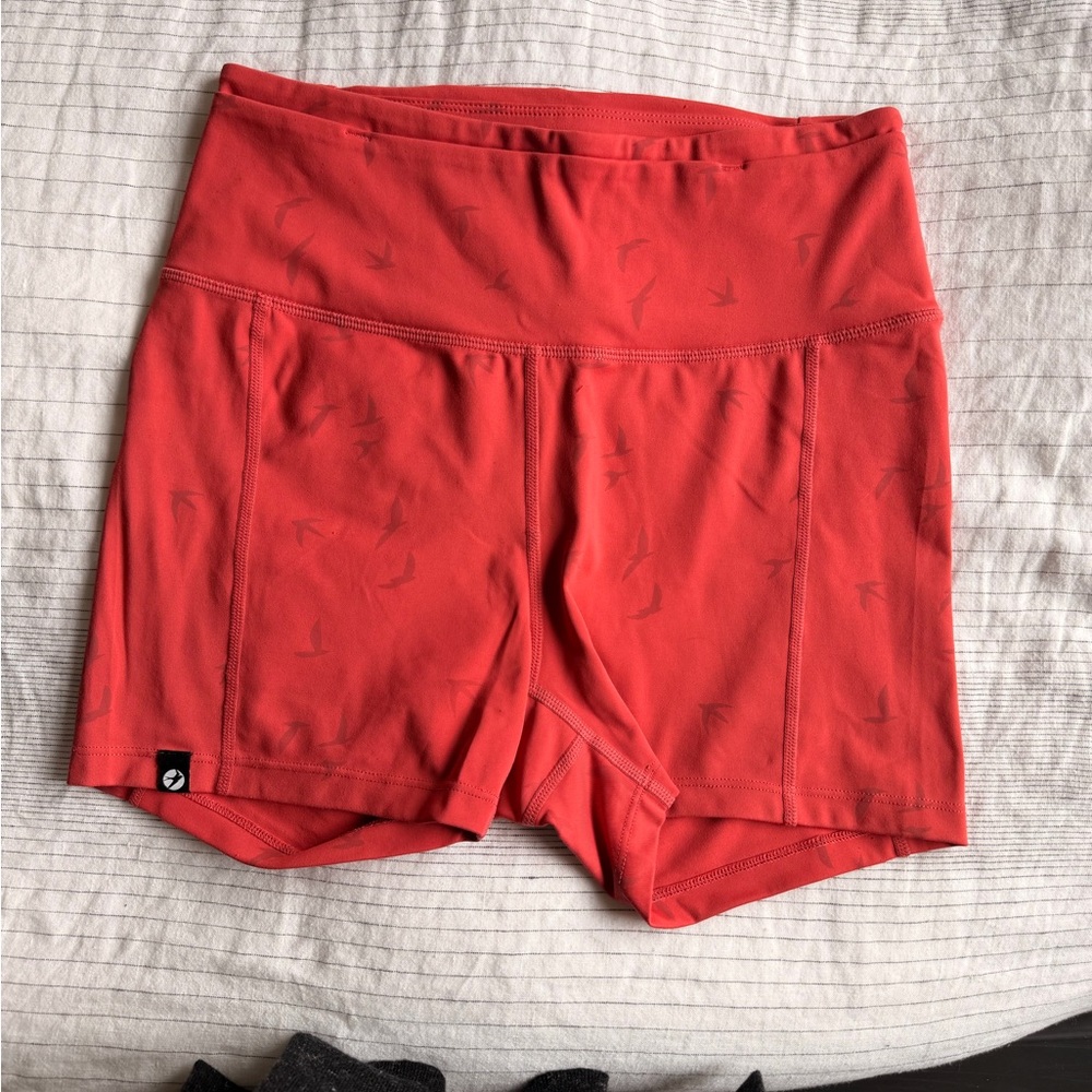 Oiselle Firecracker Coral 3” Bike Shorts